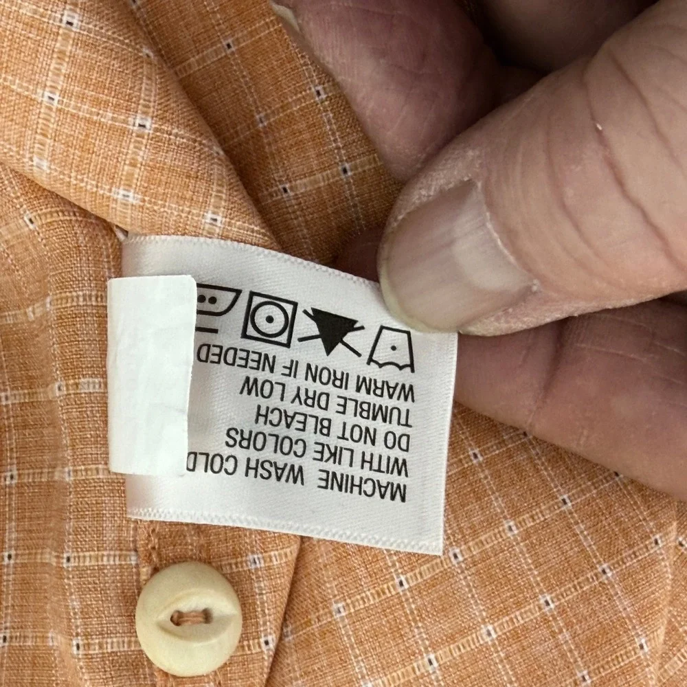 Orvis Western Yoke Fishing Shirt Men Large Orange Plaid Long Sleeve Button Down‎